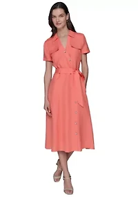 Women's Button Down Linen Dress
