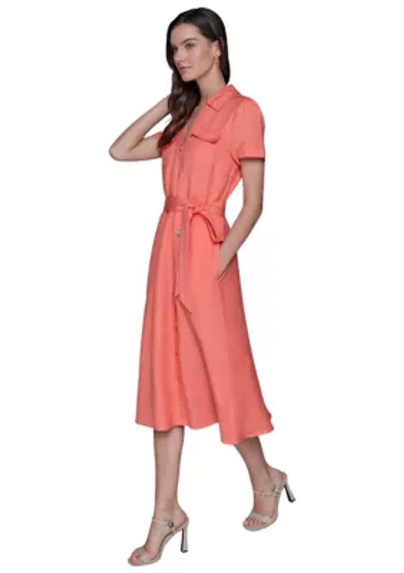 Women's Button Down Linen Dress