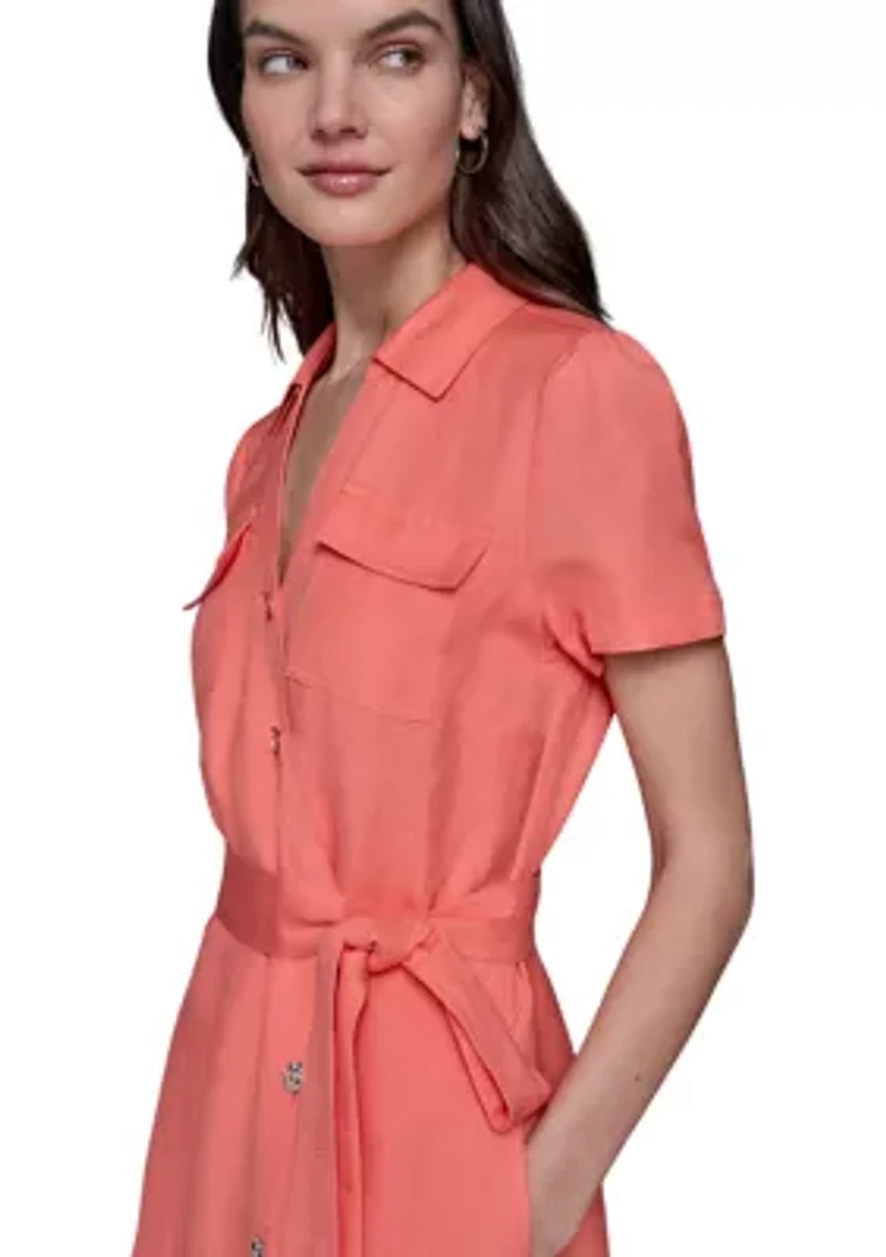Women's Button Down Linen Dress
