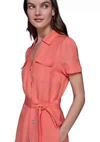 Women's Button Down Linen Dress