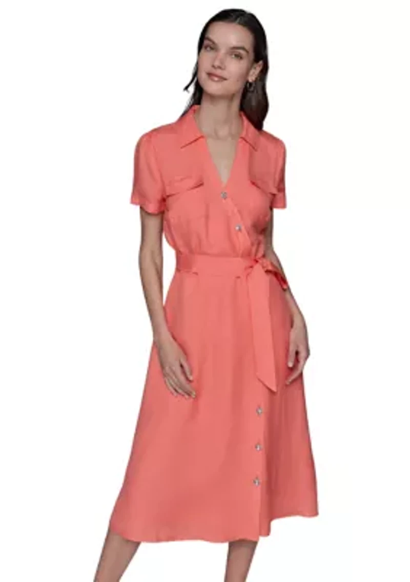 Women's Button Down Linen Dress