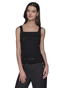 Women's Feather Fan Sweater Knit Tank Top