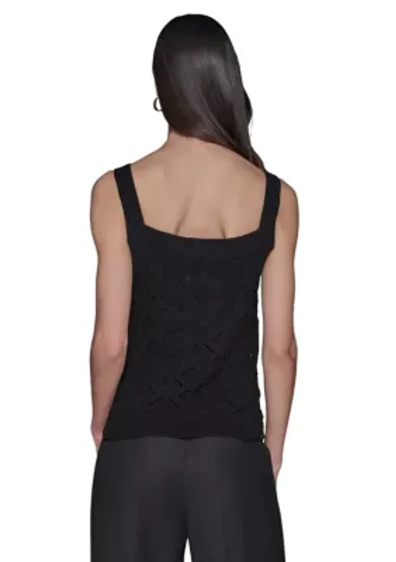 Women's Feather Fan Sweater Knit Tank Top