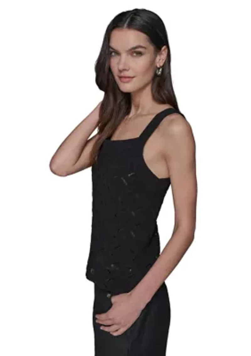 Women's Feather Fan Sweater Knit Tank Top