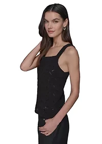 Women's Feather Fan Sweater Knit Tank Top