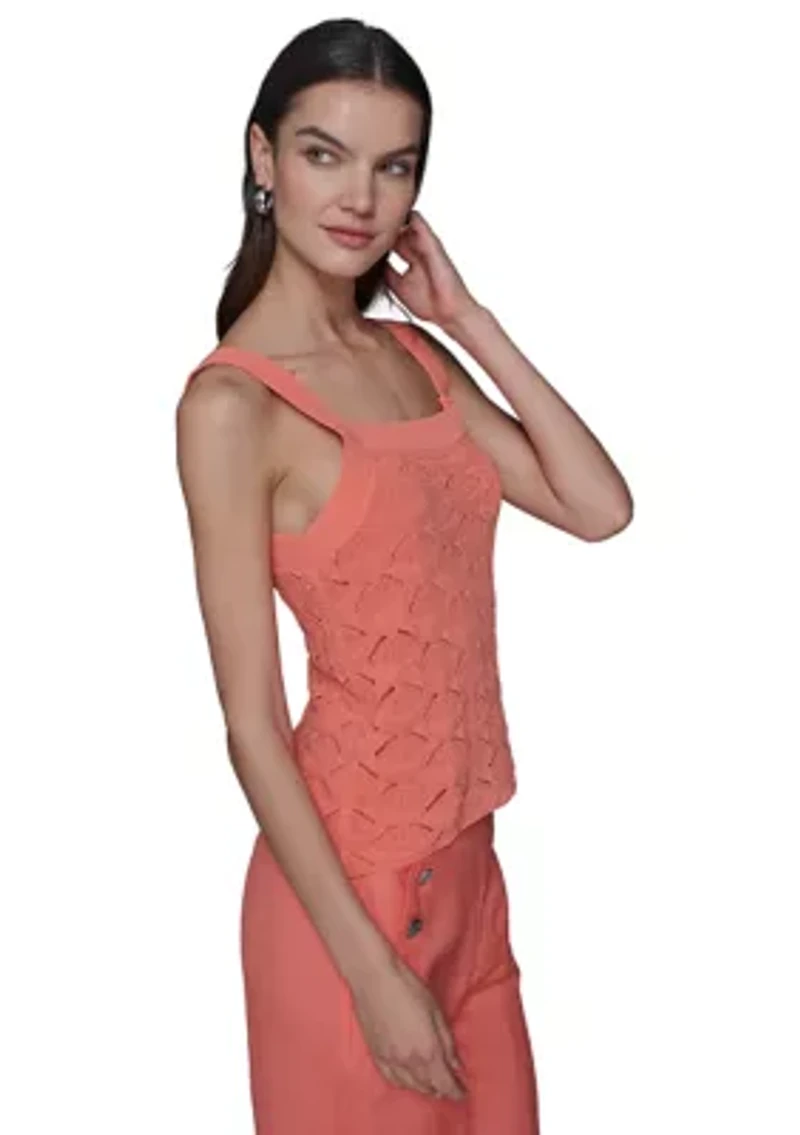 Women's Feather Fan Sweater Knit Tank Top