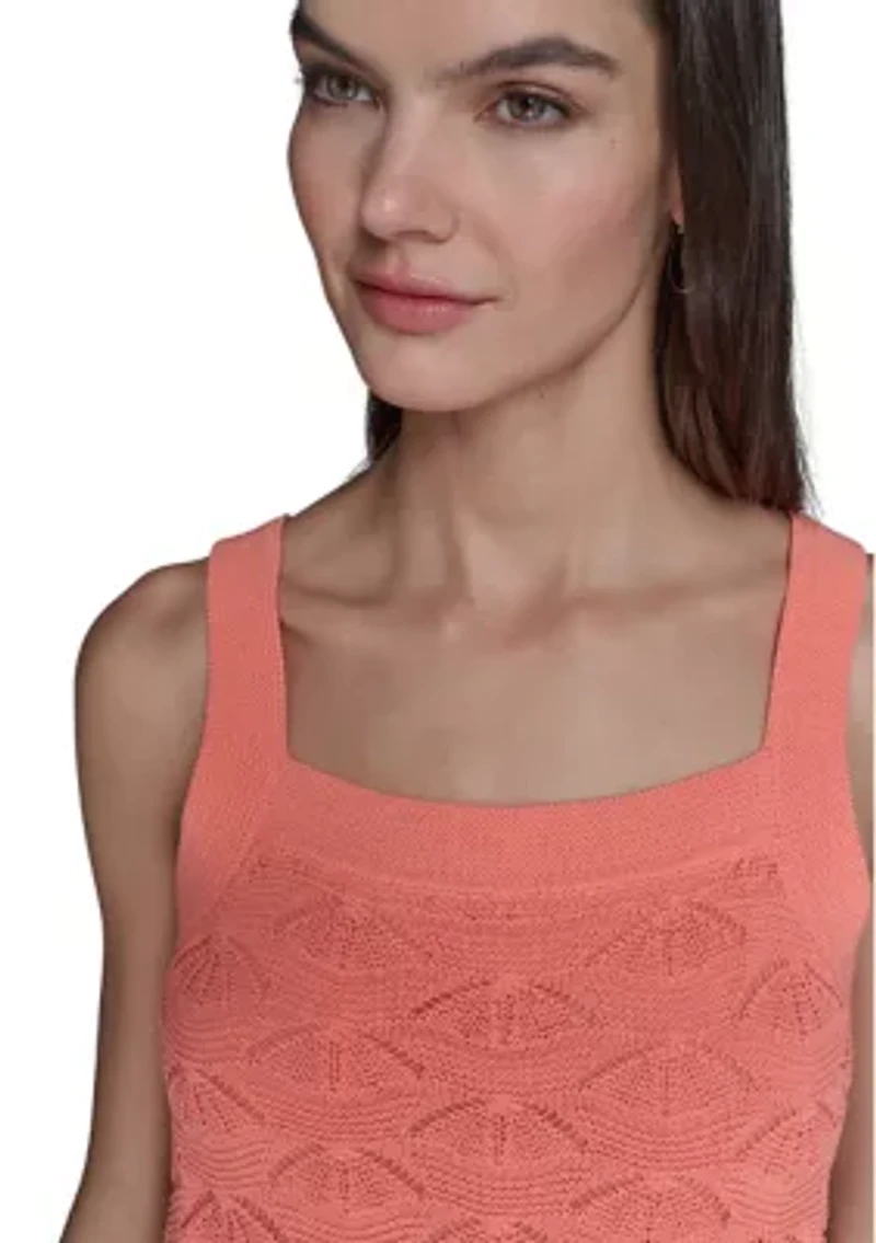 Women's Feather Fan Sweater Knit Tank Top