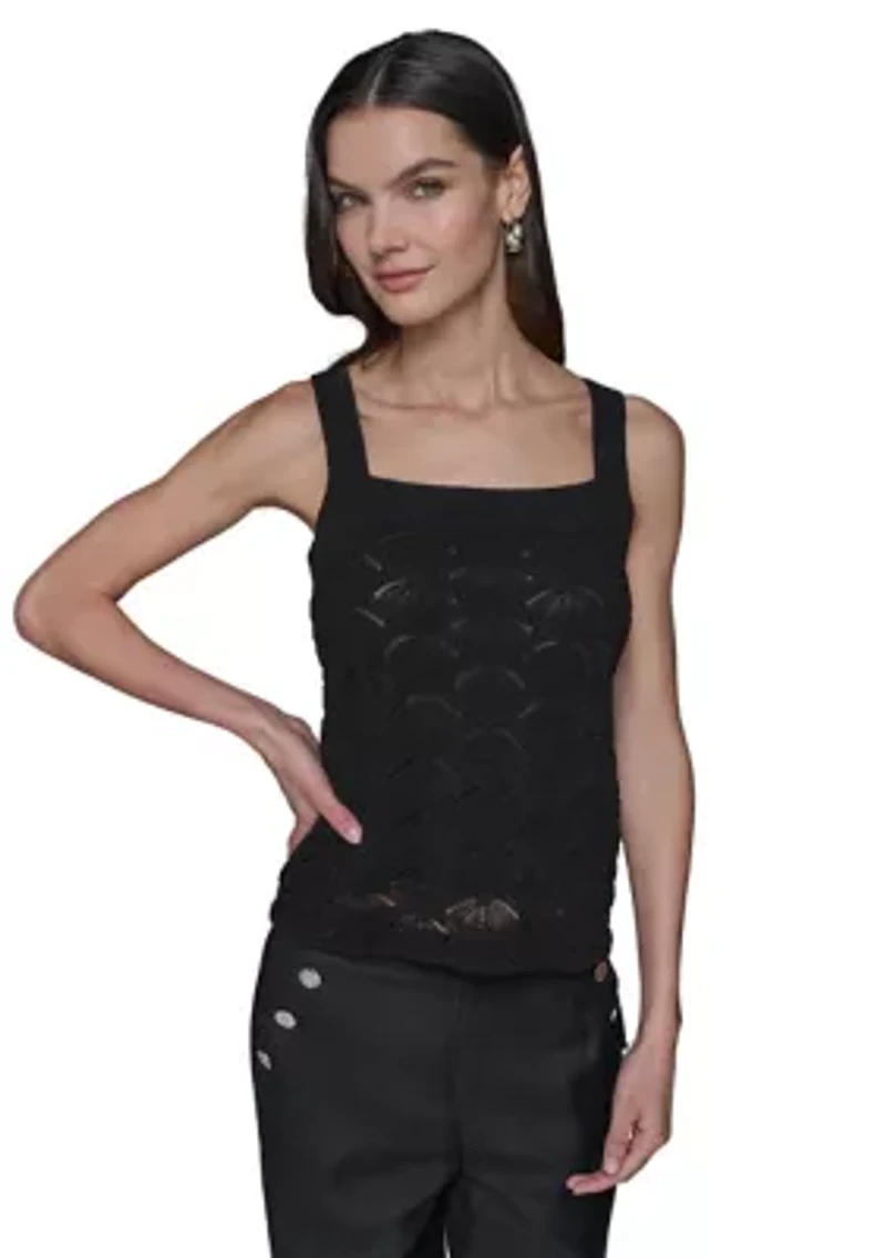 Women's Feather Fan Sweater Knit Tank Top