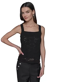 Women's Feather Fan Sweater Knit Tank Top