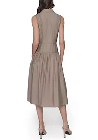 Women's Contrast Stitch Sleeveless Tiered Dress