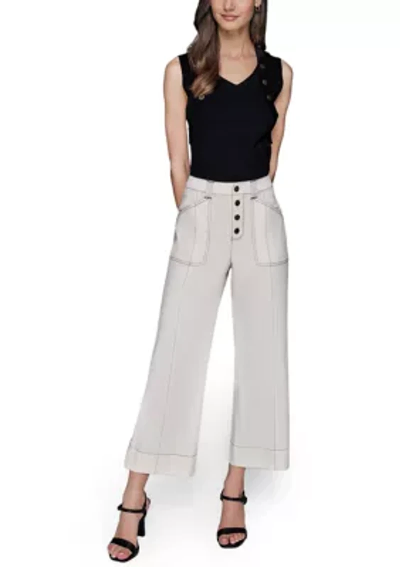 Women's Contrast Stitched Flare Pants