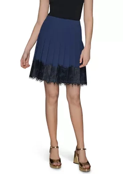 Women's Lace Trim Pleated Skirt