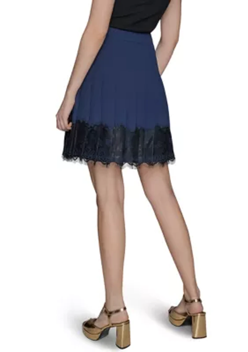 Women's Lace Trim Pleated Skirt