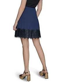 Women's Lace Trim Pleated Skirt