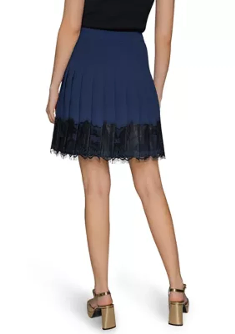 Women's Lace Trim Pleated Skirt