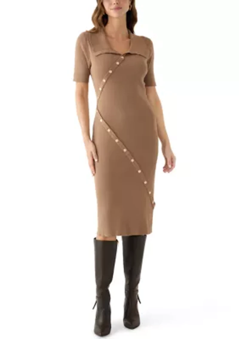 Women's Asymmetrical K Button Dress
