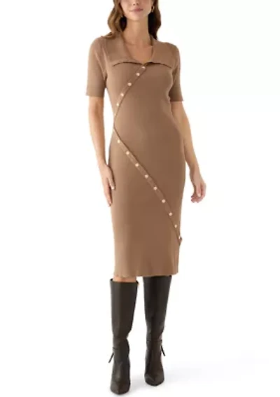 Women's Asymmetrical K Button Dress