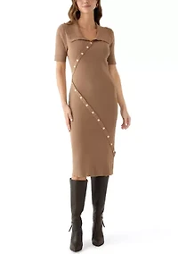 Women's Asymmetrical K Button Dress