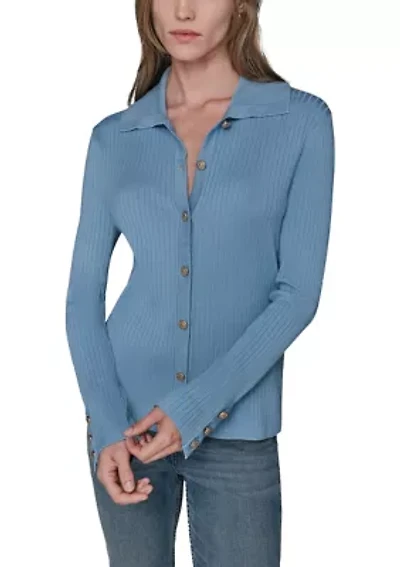 Women's Button Front Ribbed Sweater