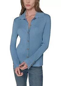 Women's Button Front Ribbed Sweater