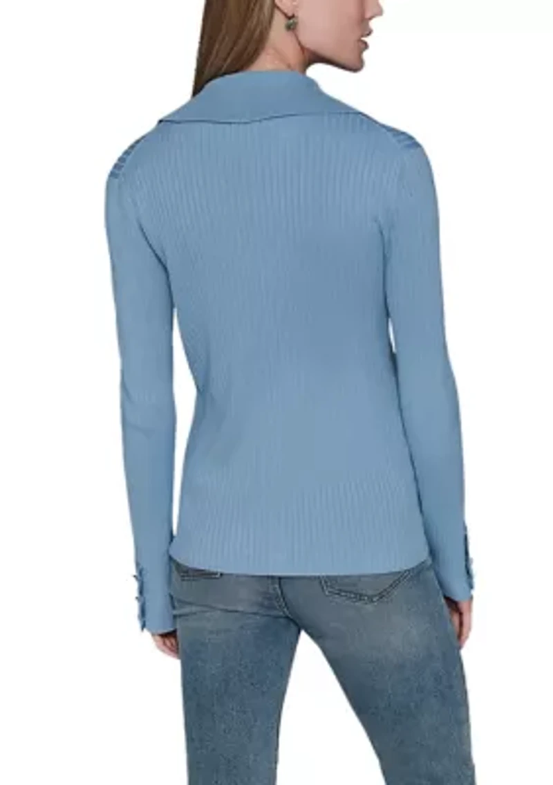 Women's Button Front Ribbed Sweater