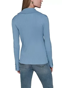 Women's Button Front Ribbed Sweater