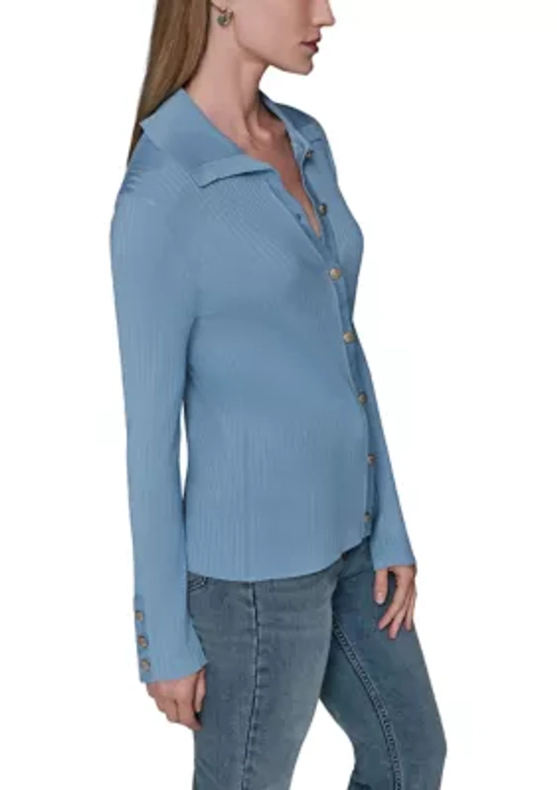Women's Button Front Ribbed Sweater