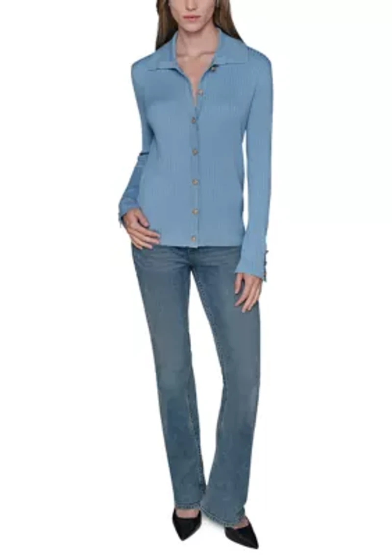 Women's Button Front Ribbed Sweater