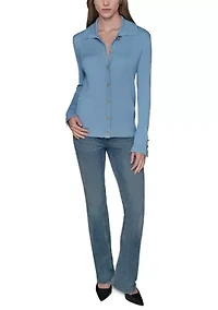 Women's Button Front Ribbed Sweater