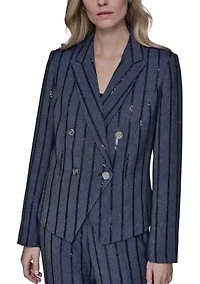 Women's Double Breasted Pinstripe Blazer