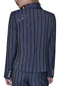 Women's Double Breasted Pinstripe Blazer