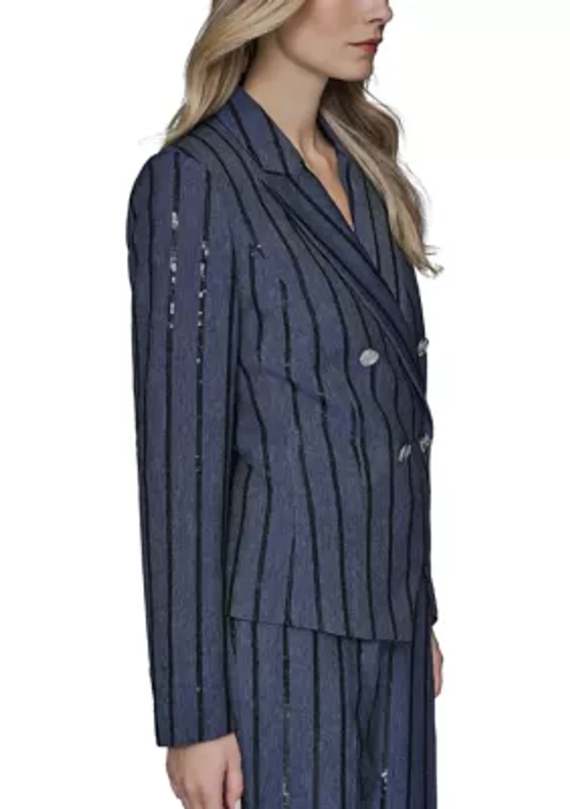 Women's Double Breasted Pinstripe Blazer
