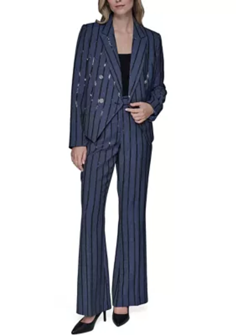 Women's Double Breasted Pinstripe Blazer