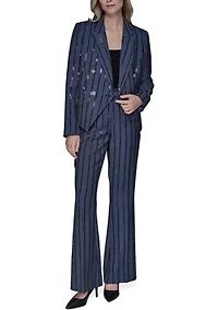 Women's Double Breasted Pinstripe Blazer