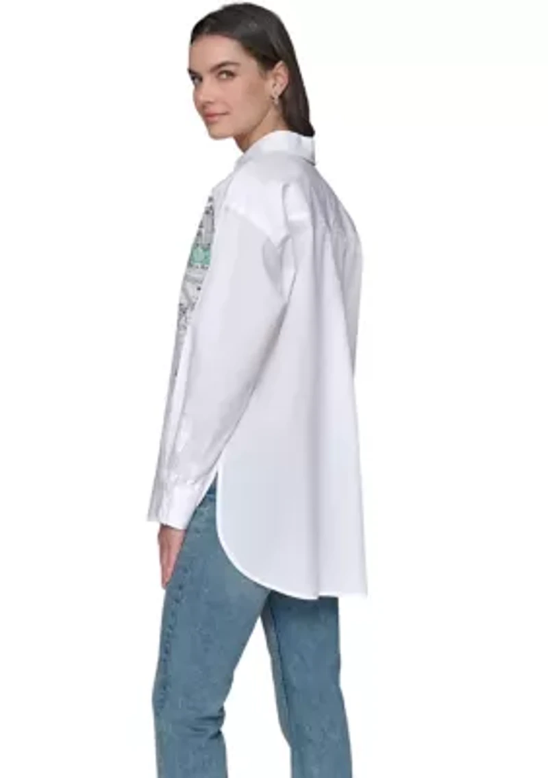 Women's Long Sleeve Paris Scene Tunic Shirt