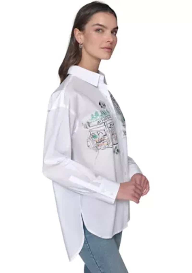 Women's Long Sleeve Paris Scene Tunic Shirt
