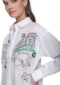 Women's Long Sleeve Paris Scene Tunic Shirt