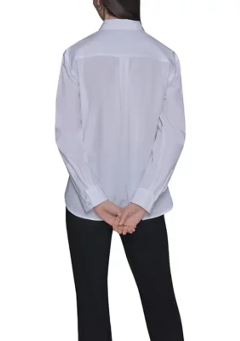 Women's Rose Embroidered Button Front Shirt