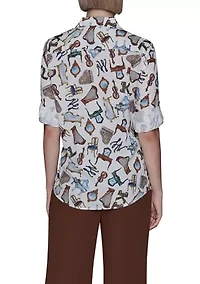 Women's Printed Button Down Blouse