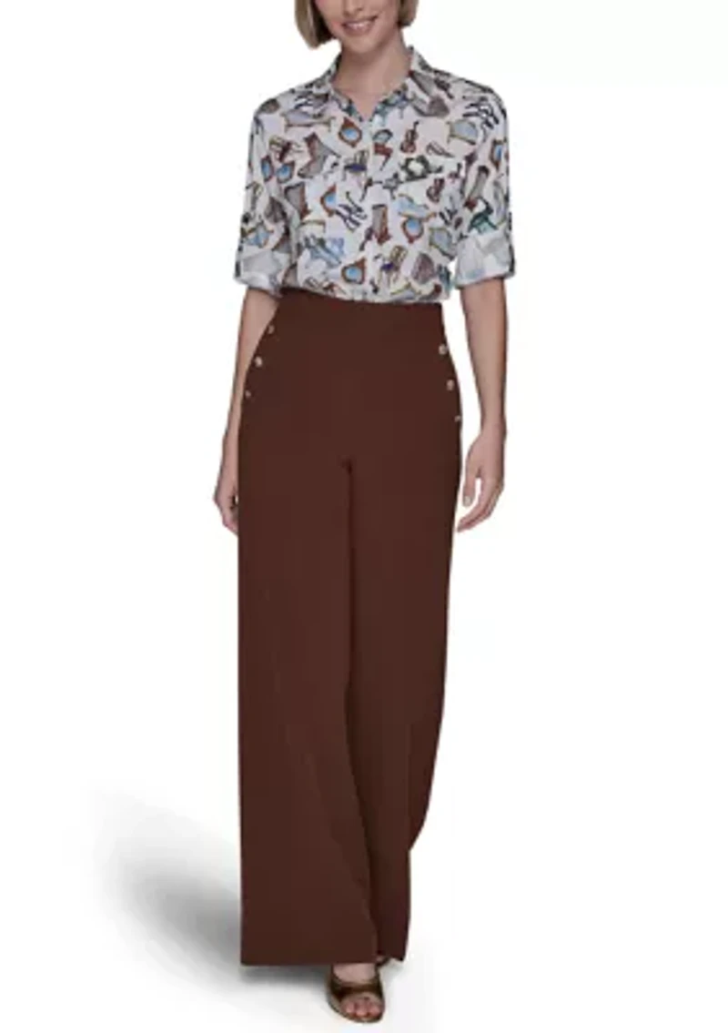 Women's Printed Button Down Blouse
