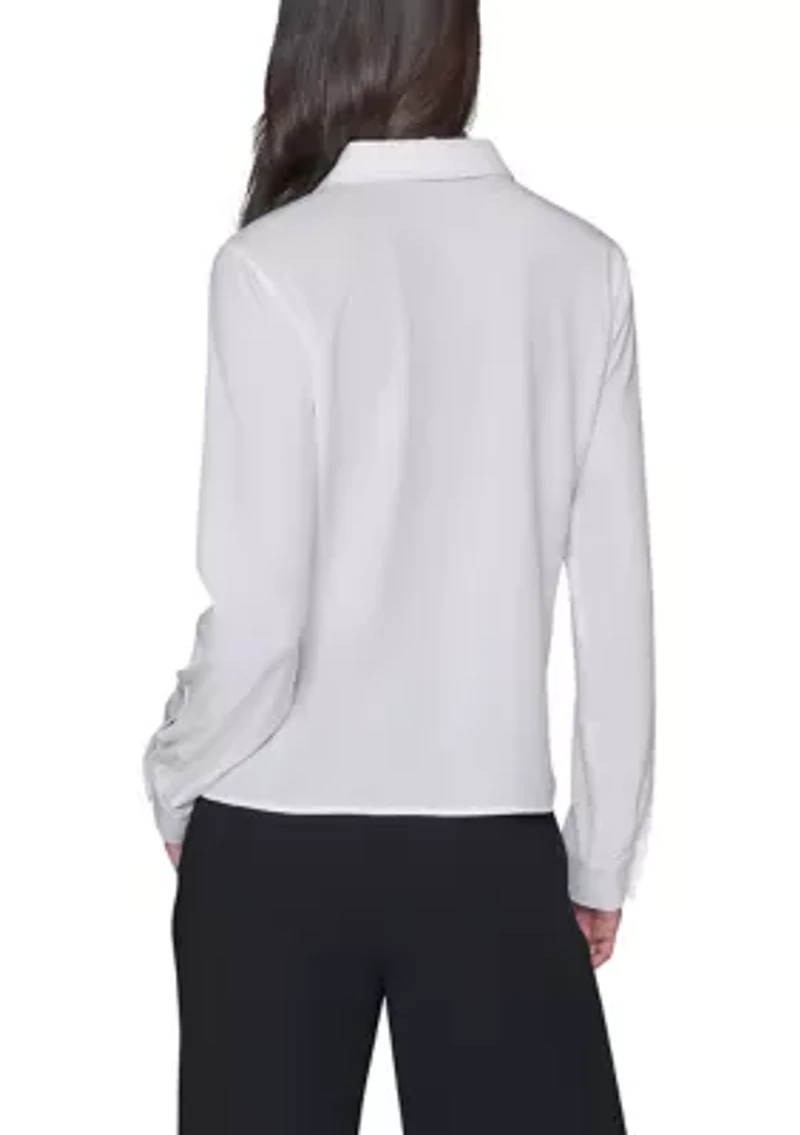 Women's Paris Border Button Front Top