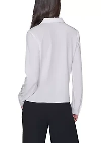 Women's Paris Border Button Front Top