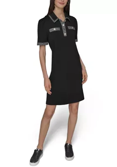 Women's Tweed Trim Midi Dress