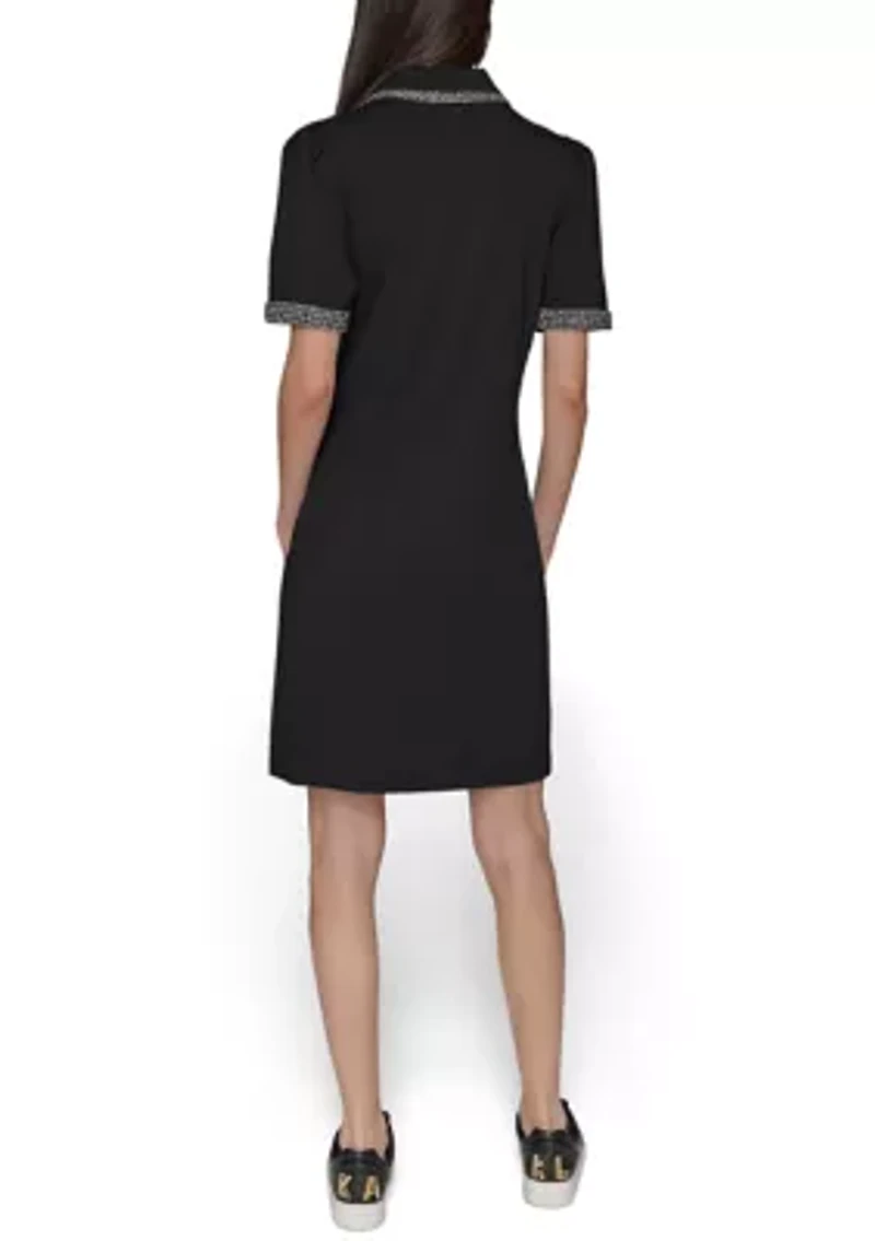 Women's Tweed Trim Midi Dress