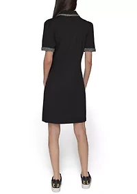 Women's Tweed Trim Midi Dress