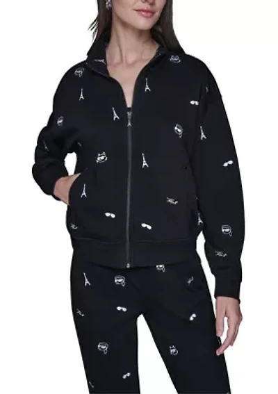 Women's Embroidered Zip Front Jacket