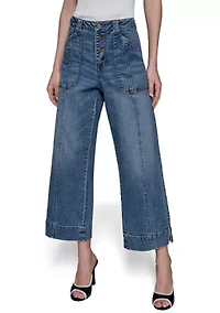 Women's High Rise Front Pocket Flare Denim Pants