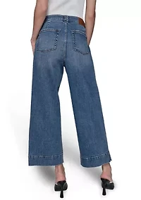 Women's High Rise Front Pocket Flare Denim Pants