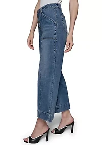Women's High Rise Front Pocket Flare Denim Pants