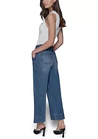 Women's High Rise Front Pocket Flare Denim Pants